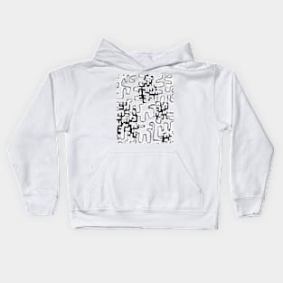 A Maze Ing White and Black Tangle Transparent Background on Yellow Kids Hoodie